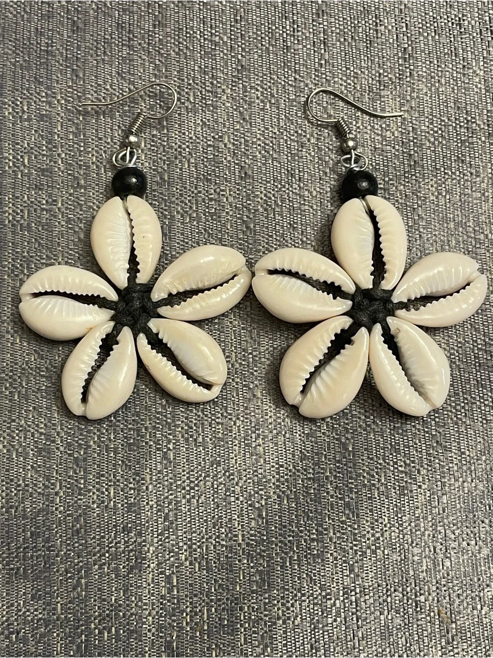 Handmade Flower-Shaped Earrings Made With Cowrie Shells